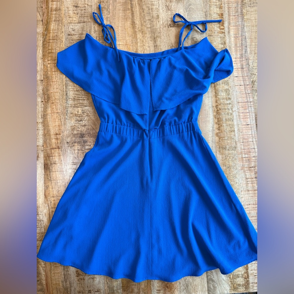 Vince Camuto Royal Blue Ruffle Fit & Flare Dress Size 6 - Picture 6 of 11